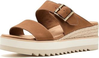 Toms Diana Mule Buckle Womens Wedge Shoes Medium Brown : 6.5 B - Medium, Synthetic