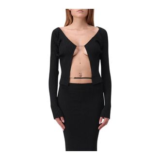 Jacquemus Cardigans, female, Black, M, RibKnit Chain Cardigan