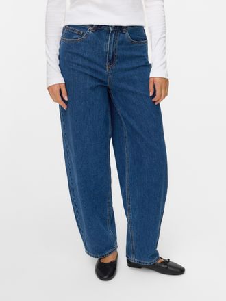 Vero Moda Mom-Jeans VERO MODA VMBILLIE HR BARREL ANK JEANS LI3142 NOOS, Damen, Gr. 27, L&auml;nge 32, blau (medium blau denim), Denim/Jeans, Obermaterial: 100% Baumw