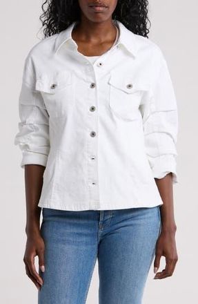 Democracy Cinch Sleeve Denim Jacket in Optic White at Nordstrom Rack, Size X-Small
