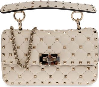 Valentino Garavani Roman Stud The Handle Bag - Dames - Handtassen - Beige - ONE Size - Leer - Tassen
