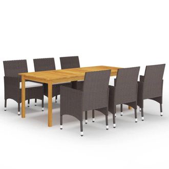 Berkfield Home 7 Piece Garden Dining Set with Cushions Brown