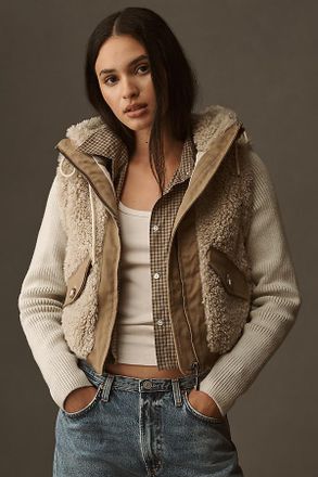 Pilcro Hooded Sherpa Sweater Jacket