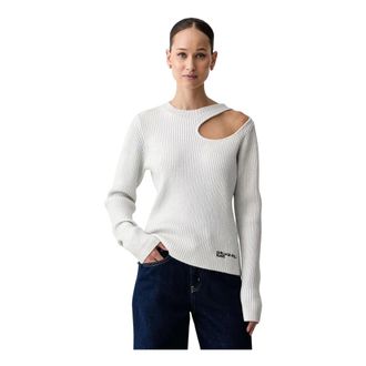 Karl Lagerfeld Metallic Coated Trui - Dames - Truien - Grijs - Maat: L Wol