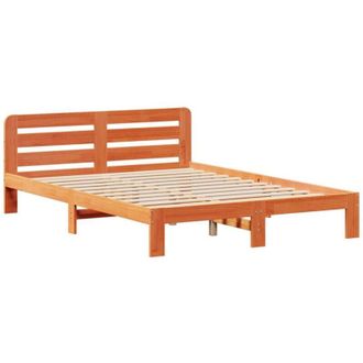 vidaXL Cama Sin Colch&oacute;n Madera Maciza Pino Marr&oacute;n Cera 150x200 Cm Vidaxl