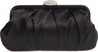 Nina Concord Pleated Satin Frame Clutch in Black at Nordstrom