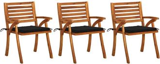 vidaXL Sillas De Comedor De Jard&iacute;n Con Cojines 3 Uds Madera De Acacia Vidaxl