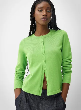 Ichi Womens Soft-knit boxy fitted Cardigan Sweater