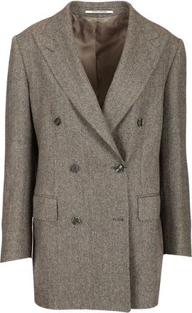 Tagliatore Jassen, Dames, Grijs, M, Tweed, Caris Double-Breasted Blazer