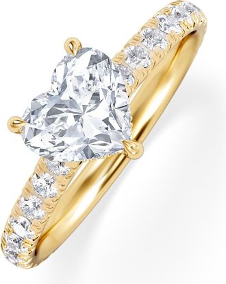 The Diamond Store Amora Heart 1.47ct Hidden Halo Diamond Engagement Ring With Side Stones Set in 18K Gold