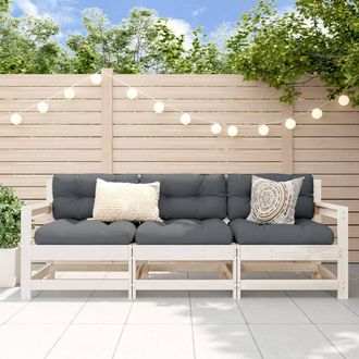 vidaXL Juego De Muebles De Jard&iacute;n 3 Pzas Madera Maciza De Pino Blanco Vidaxl
