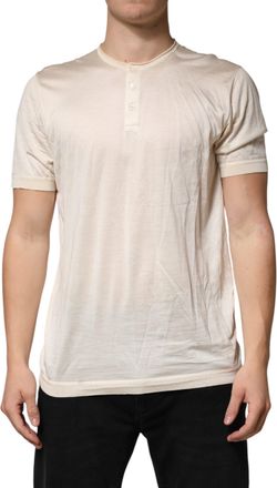 Dolce & Gabbana Off White Cotton Blend Men Henley Mens T-shirt (Pre-Owned)