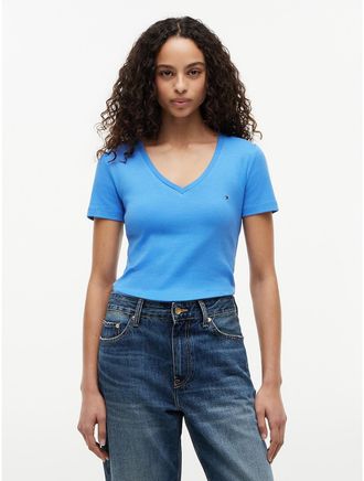 Tommy Hilfiger Womens V-Neck Favorite T-Shirt - Blue - XXL
