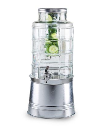 Style Setter Dnu Stylesetter Patchwork Beverage Dispenser With Ice Insert, Fruit Infuser, And Galvanized Base 2.4 Gal/ 9L