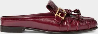 Fendi FF Baguette Fringed Leather Sabots