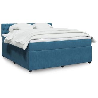 vidaXL Vidaxl - Cama Box Spring Con Colch&oacute;n Terciopelo Azul 180x200 Cm