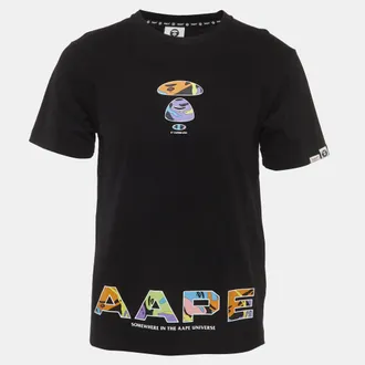 A Bathing Ape Aape A Bathing Ape Black Graphic Logo Print Jersey Small Aape Head T-Shirt