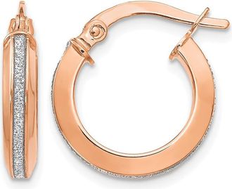 Diamond2Deal 14K Rose Gold Polished Glimmer Infused Hoop Earrings