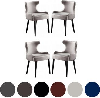 Life Interiors Life Interiors - Juego de 4 sillas de comedor de terciopelo Oxford lux - Silla tapizada para comedor, cocina - Gris claro