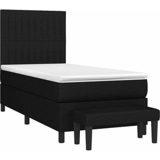 vidaXL Vidaxl - Cama Box Spring Con Colch&oacute;n Tela Negro 90x190 Cm
