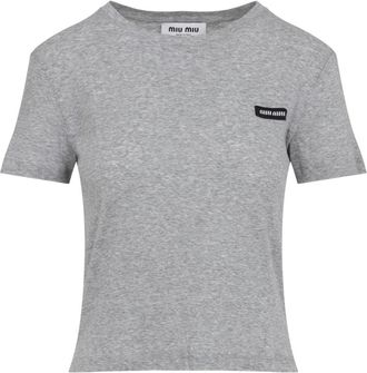 Miu Miu Cotton T-shirt - Dames - T-shirts - Grijs - L - Katoen - Tops