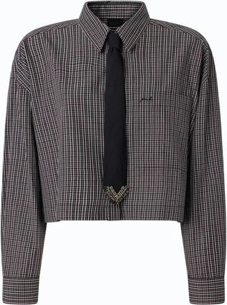 Pinko Carlina Camicia Tinto Filo - Dames - Overhemden - Zwart - M - Overhemden