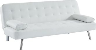 Vente-Unique Sof&aacute; cama clic-clac MICHELLE II de piel sint&eacute;tica - Blanco