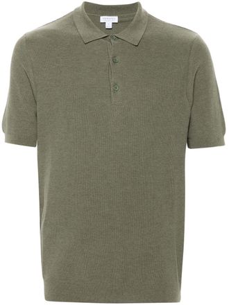 Sunspel Fijngebreid poloshirt - Groen