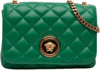 Versace Borsa a tracolla Medusa piccola in nappa trapuntata con catena 2010-2025 - Verde