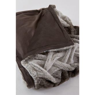 Modern Threads Faux Fur Braided Reversible Throw in Braided Taupe at Nordstrom Rack