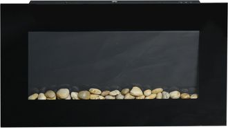 HOMCOM 1000W Wall Mounted Tempered Glass Electric Fireplace Heater Black | TJ Hughes