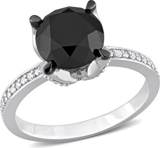 Mimi & Max 3ct TW Black and White Diamond Engagement Ring in 14k White Gold