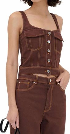 Stine Goya Cropped Denim Bustier Top In Chicory