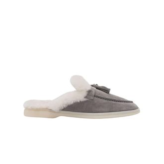 Scarosso Knusse Tassel Muilezels met Shearling - Dames - Slip ons - Grijs - 37 1/2 EU - Leer - Schoenen
