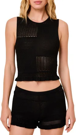 Solid & Striped The Milena Open Stitch Sweater Tank in Noir at Nordstrom, Size X-Large