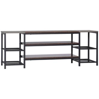 HOMCOM TV Unit Cabinet for TVs up to 60 Inches with Shelves Brown and Grey | TJ Hughes