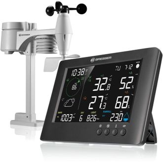 Bresser Stazione meteo Wi-Fi 7 in 1 tb: dati estesi, previsione grafica, multi-sensore, monitoraggio climatico interno, funzione allarme - Bresser