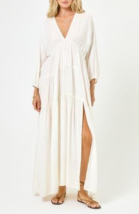 L*Space Eterna Tiered Cover-Up Maxi Dress in Cream at Nordstrom Rack, Size Small
