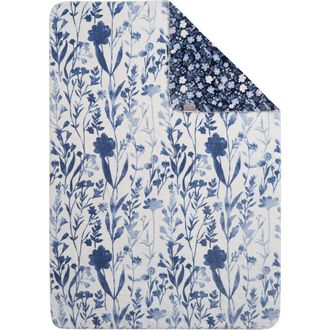 Hunter Reversible Plush Throw Blankets in Indigo Silhouette Stems Floral at Nordstrom