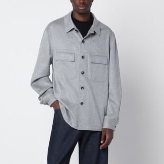 Ermenegildo Zegna Grey m&eacute;lange cashmere shirt jacket