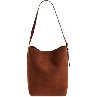 Madewell Essentials Suede Bucket Bag in Soft Mahogany at Nordstrom