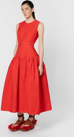 Roksanda Ilincic Aya Cloque Midi Dress in Rouge at Nordstrom, Size 12