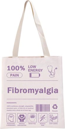 Generic PYOUL Fibromyalgia Awareness Gift 100% Fibromyalgia Tote Bag Chronic Illness Handbag Chronic Pain Gift (100% Fibromyalgia Tote)