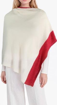 Portolano Colorblock Cashmere Poncho in White/Cranberry at Nordstrom Rack
