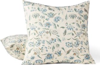 Coyuchi Viola Print Organic Cotton Sham in Undyed/cerulean at Nordstrom, Size Standard