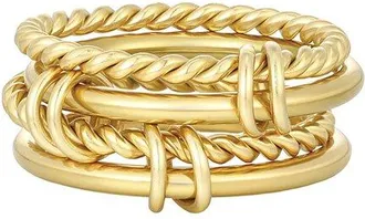 Adornia Adornia Tarnish Resistant 18K Plated Four Band Connected Ring Set