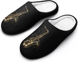 Generic Saxophone Musical Notes Funny Mens Cotton Slippers Shoes Novelty Soft Non-Slip Sole Home Shoe