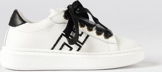 Elisabetta Franchi La Mia Bambina Sneakers in pelle con logo di strass