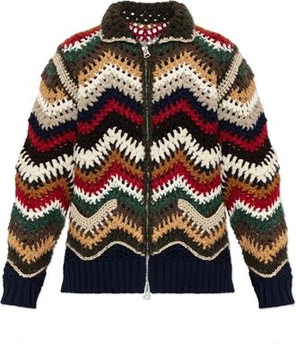 sacai Mix Crochet Knit Blouson - Heren - Vesten - Veelkleurig - L - Wol - Truien & Vesten