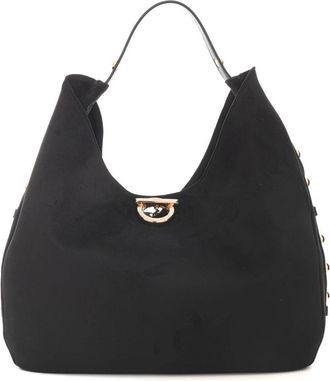 Liu Jo Grote Hobo Tas met Logo en Studs - Dames - Schoudertassen - Zwart - ONE Size - Polyester - Tassen